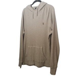 Polo Ralph Lauren Waffle Knit Thermal Pullover Brown/Tan Hoodie Sz L